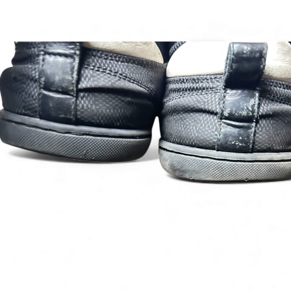 Louis Vuitton Graphite Damier Nylon|Black Leather Cap Toe Sneakers Size 7.5 Mens - Picture 10 of 12